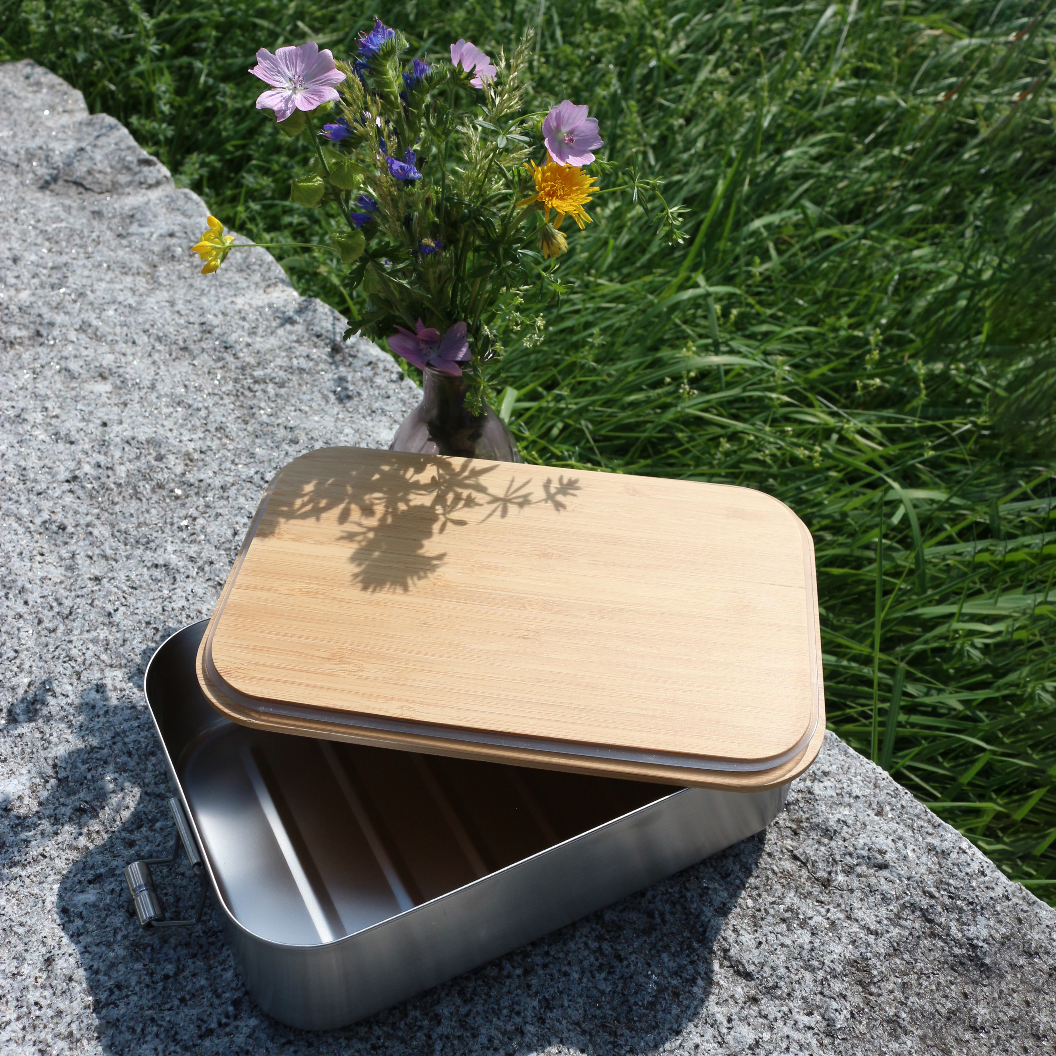 Lunchbox "Safe Jungleschmaus" Edelstahldose mit Bambusdeckel 