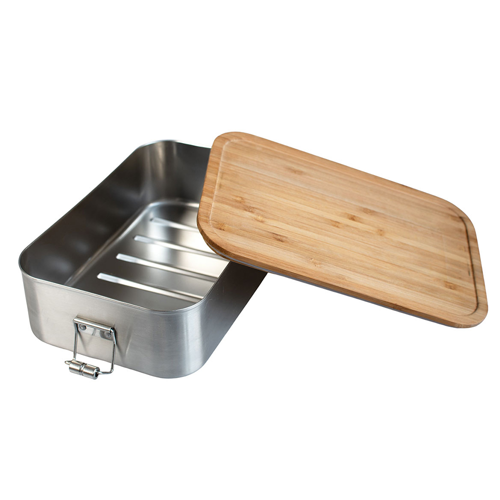 Lunchbox "Safe Jungleschmaus" Edelstahldose mit Bambusdeckel 