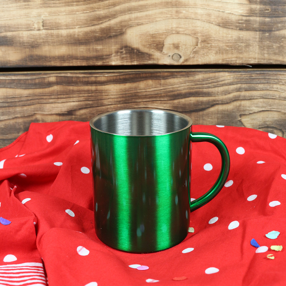 Edelstahlbecher grün-silber