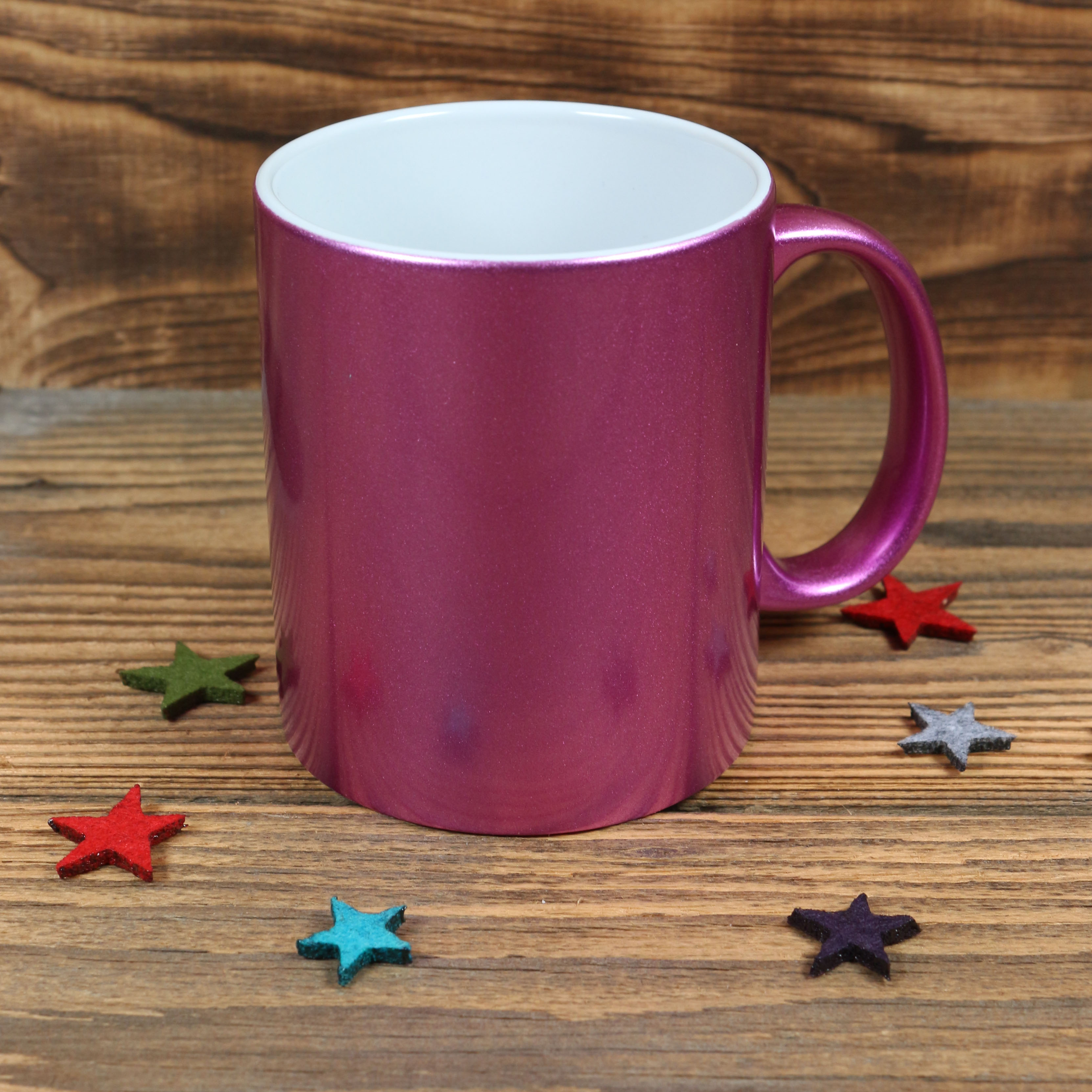 Tasse in Pink mit Perlglanz-Effekt