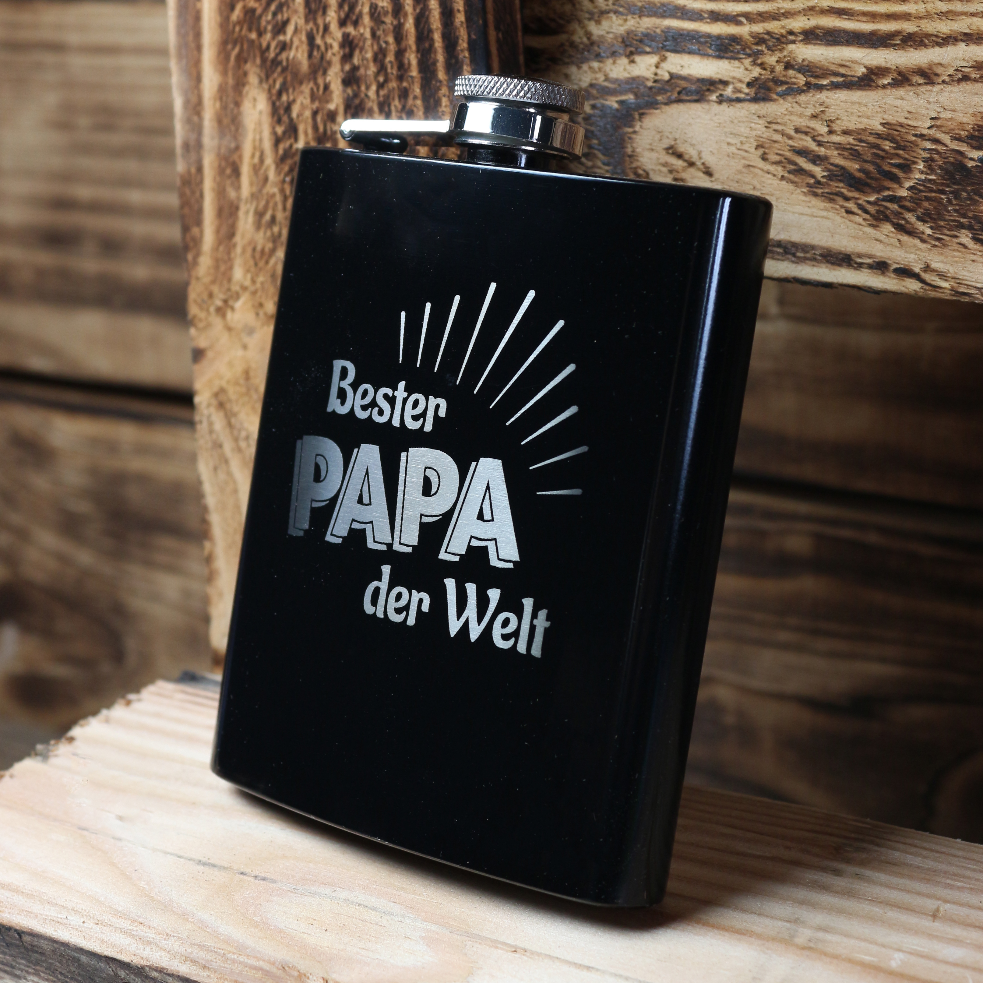 Flachmann schwarz "Bester Papa"