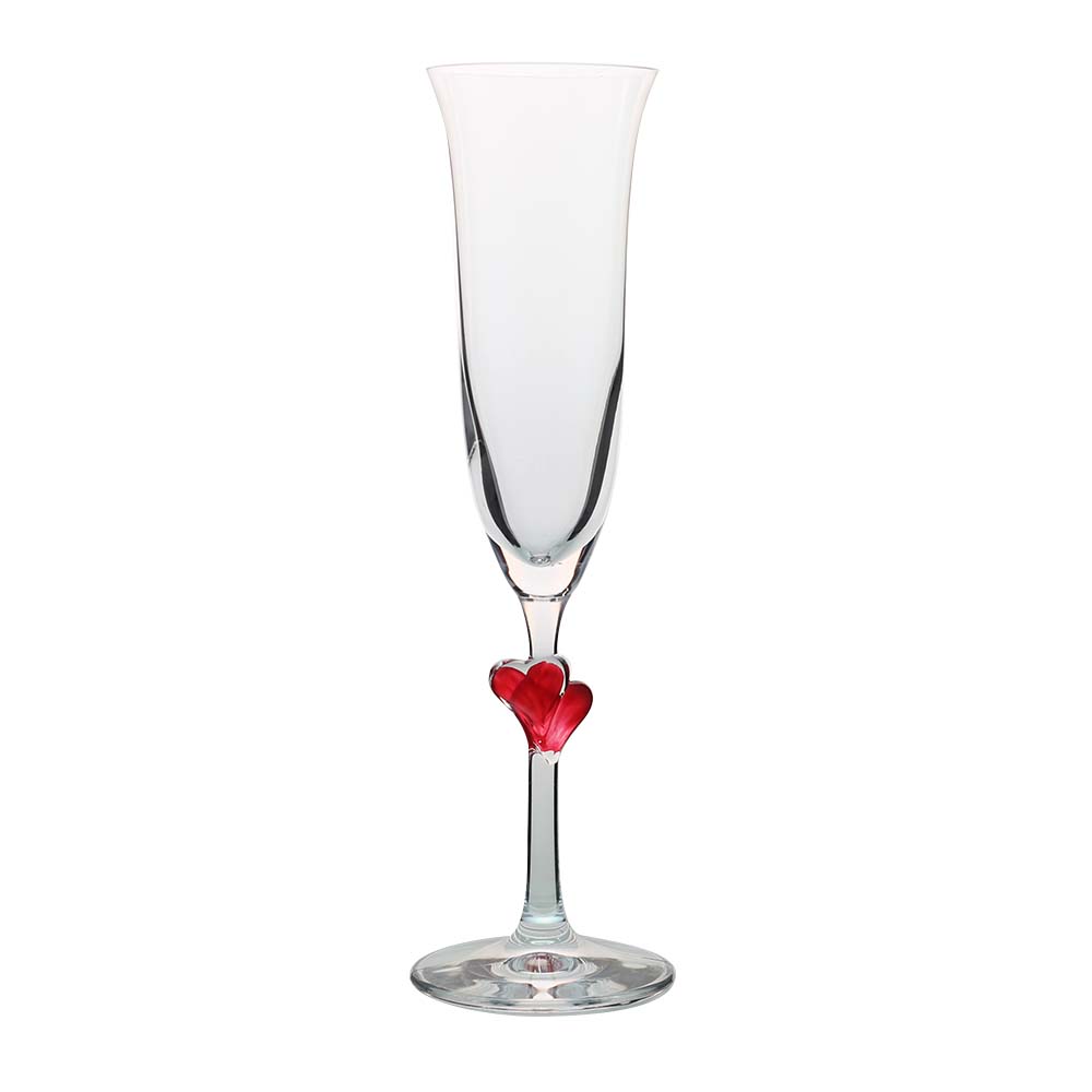 Sektglas "L'Amour" mit Herz rot