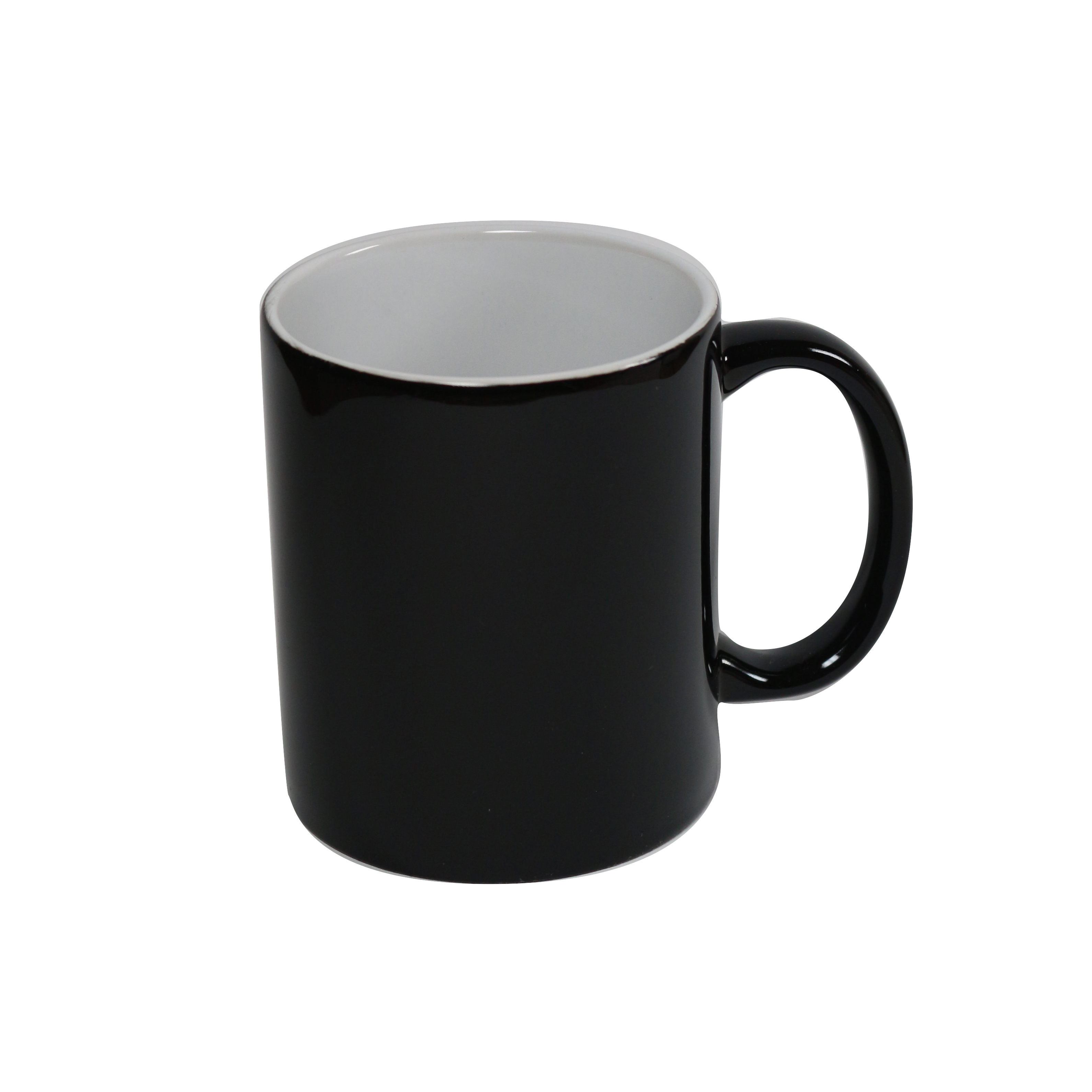 Schwarze Tasse mit weißer Innenseite