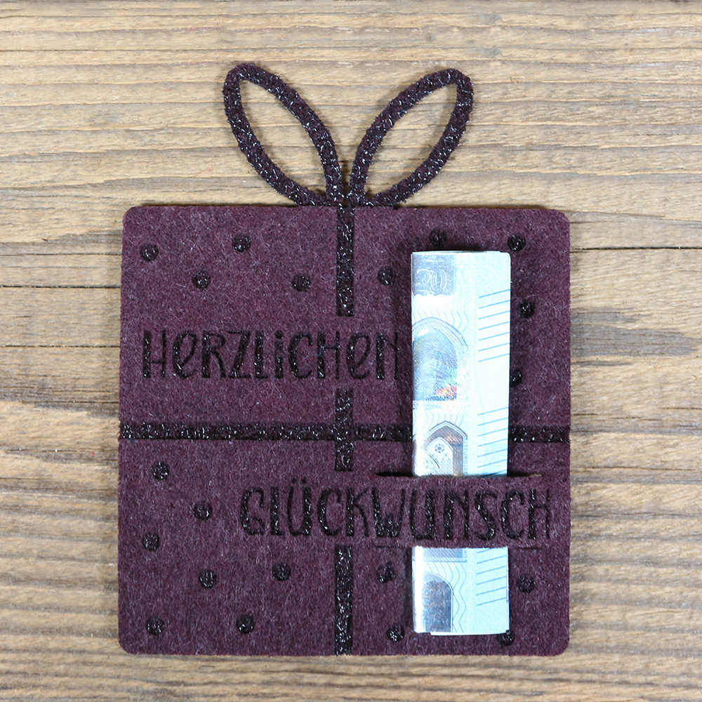 Geldscheinverpackung aus Filz - Geschenk