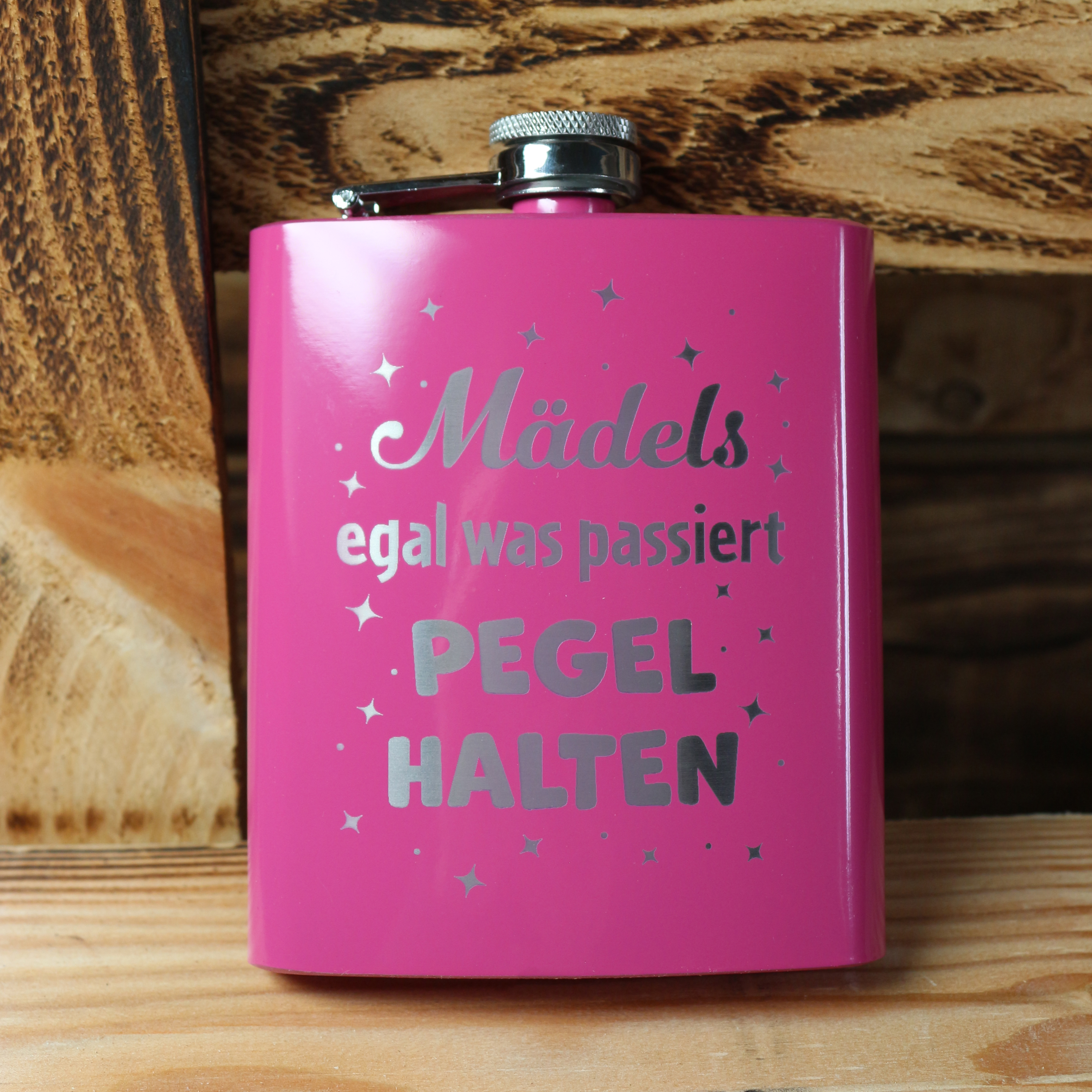 Flachmann pink "Mädels, egal was passiert..."