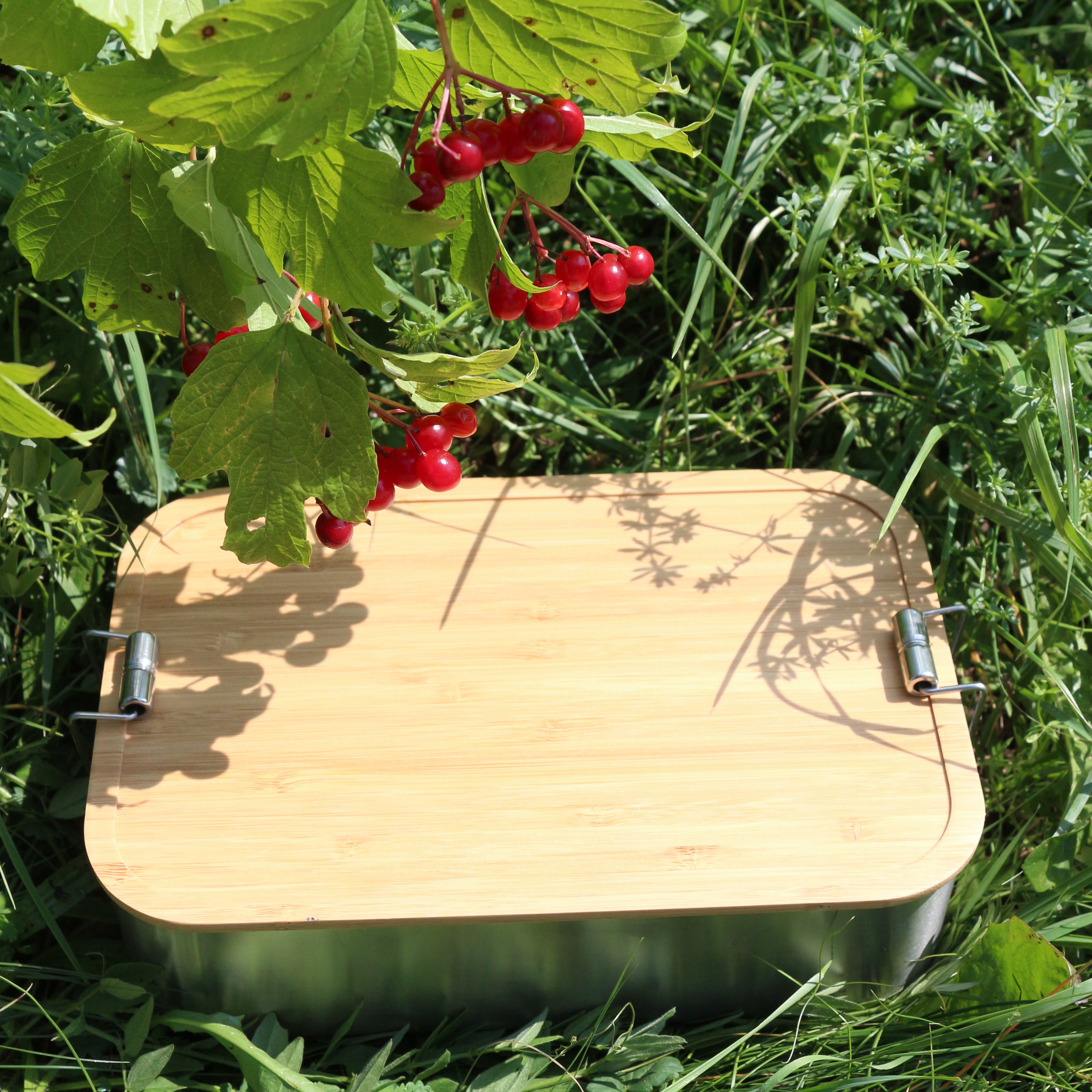 Lunchbox "Safe Jungleschmaus" Edelstahldose mit Bambusdeckel 