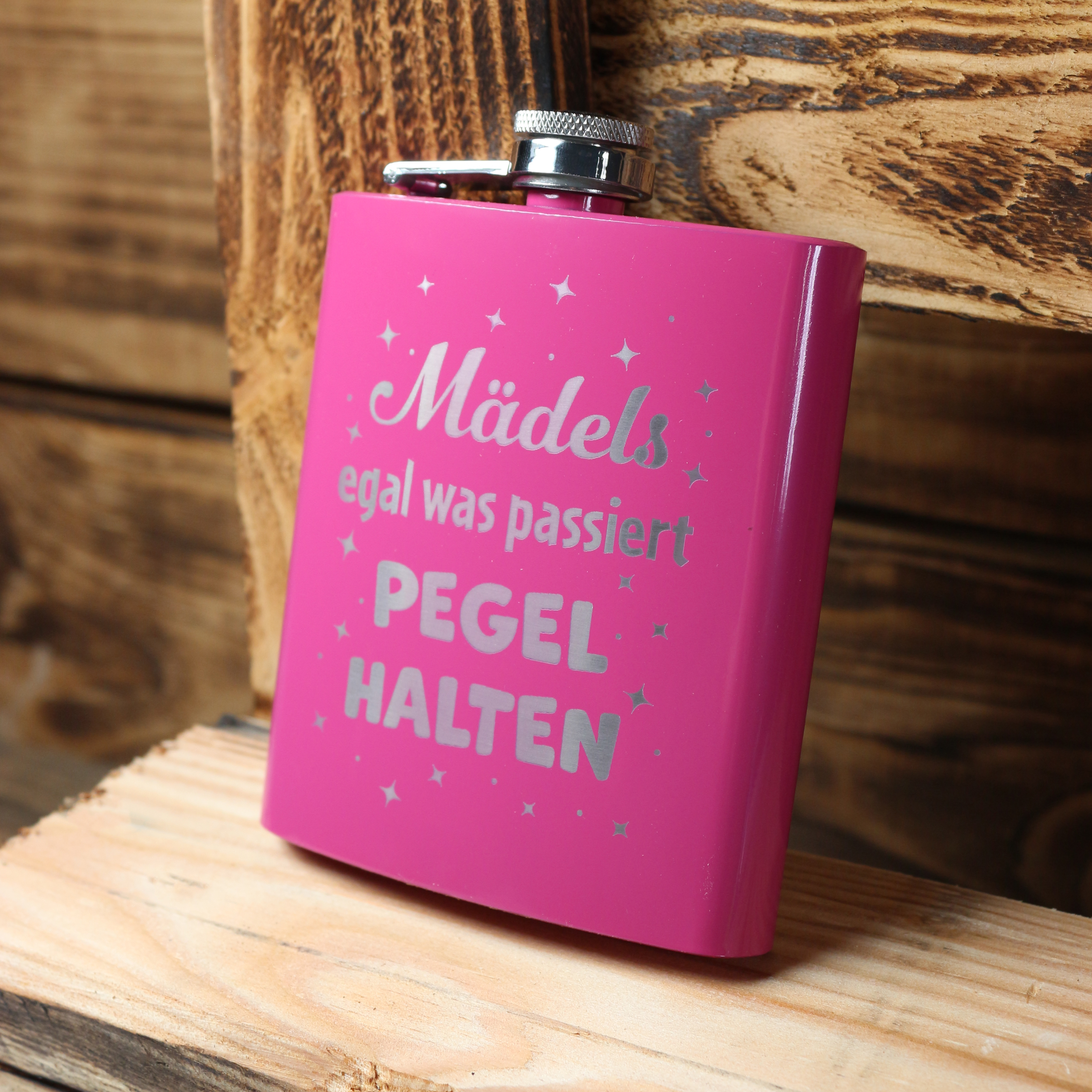 Flachmann pink "Mädels, egal was passiert..."