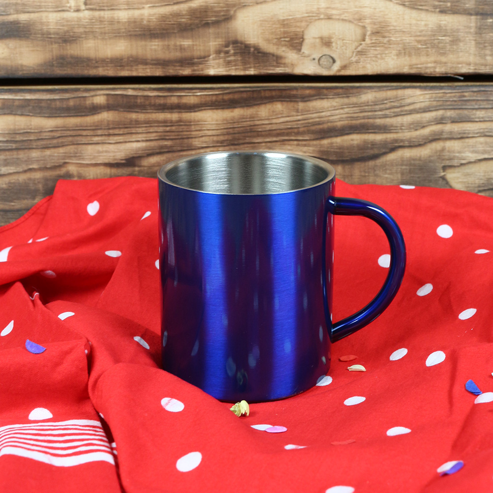 Edelstahlbecher blau-silber