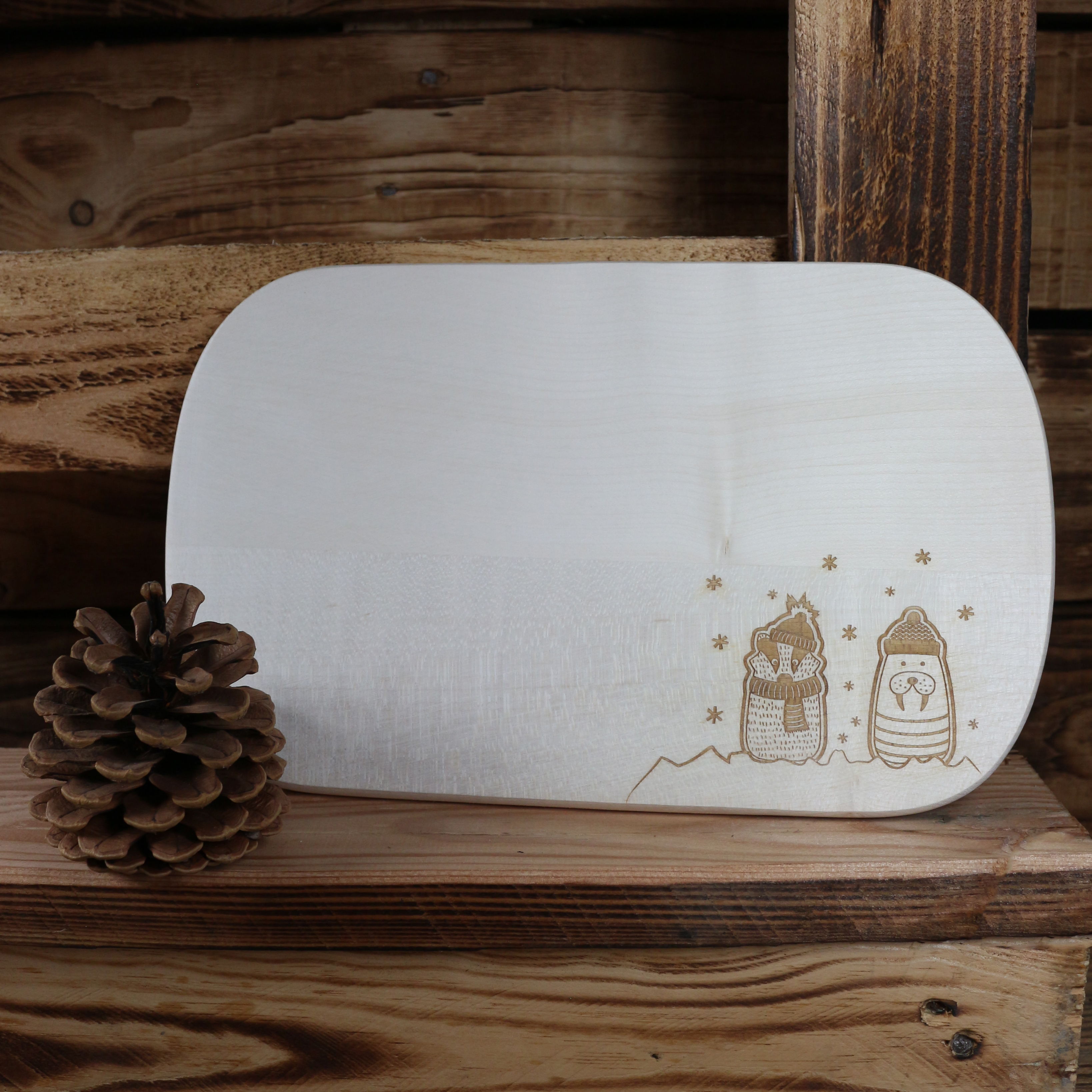 Schneidebrett  "Wintertiere"