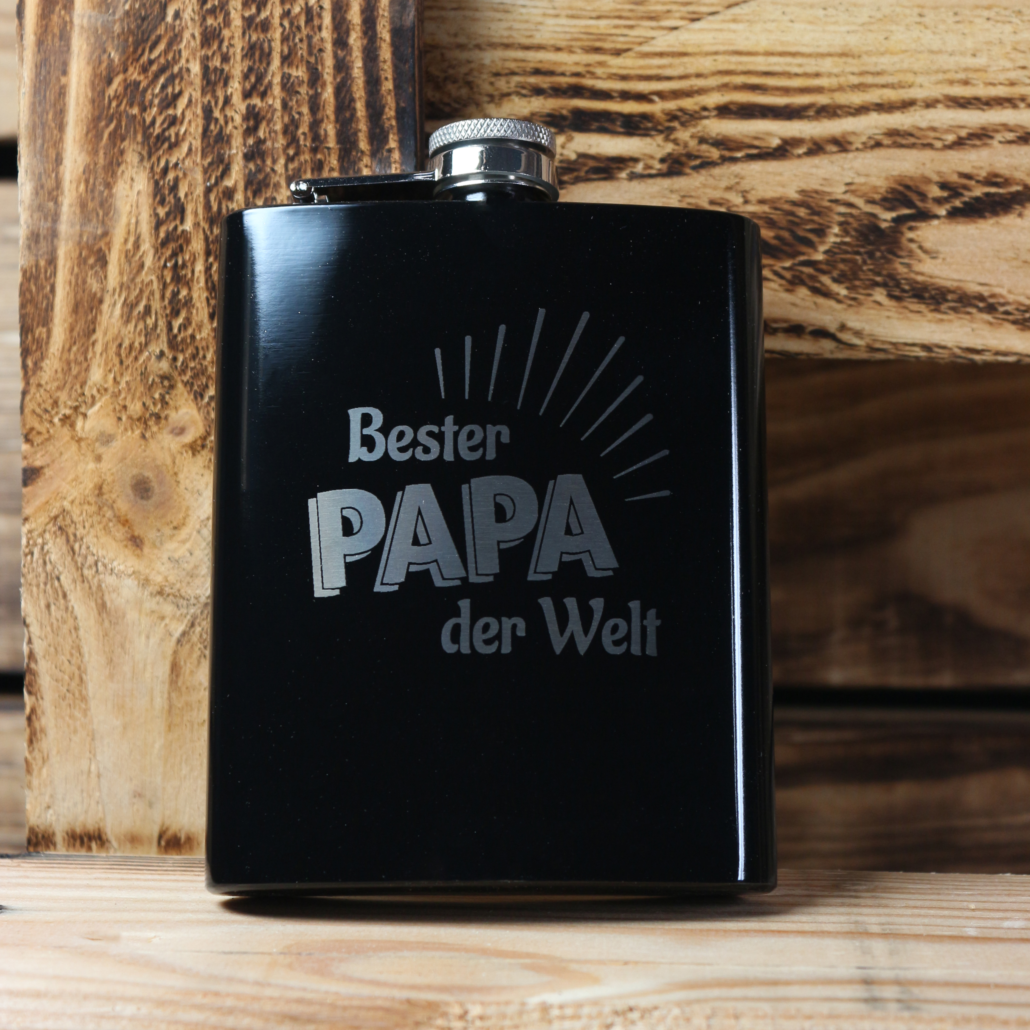 Flachmann schwarz "Bester Papa"