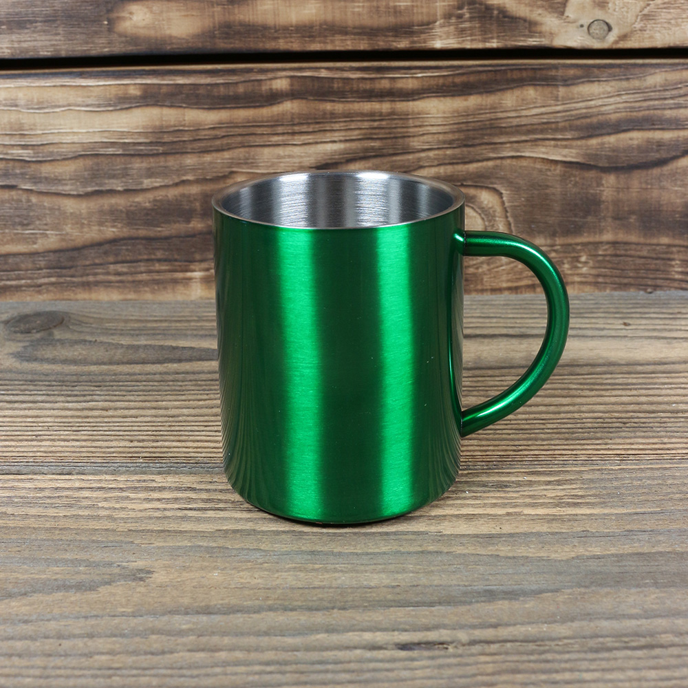 Edelstahlbecher grün-silber