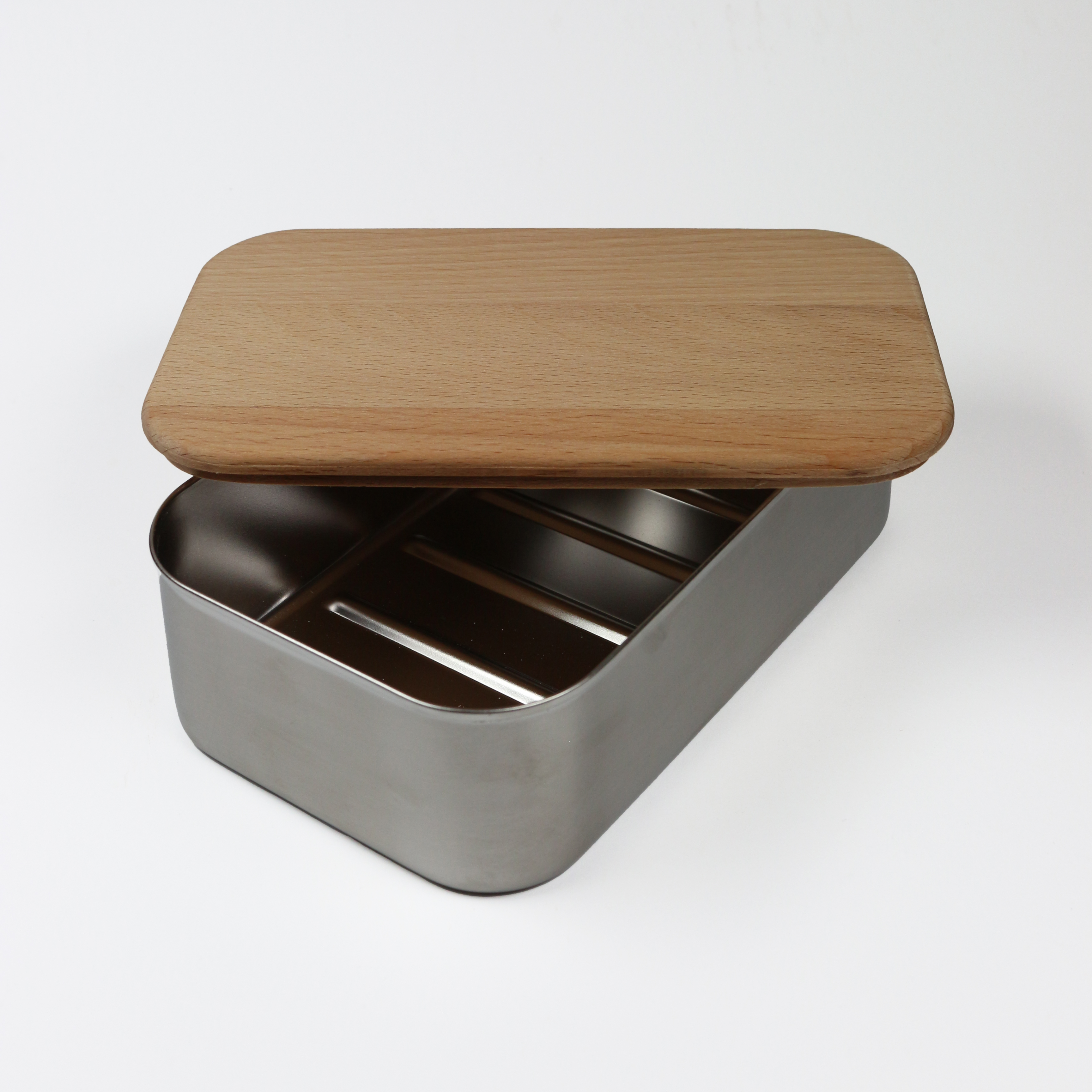 Lunchbox "Premium Waldpicknick" Edelstahldose mit Buchenholzdeckel