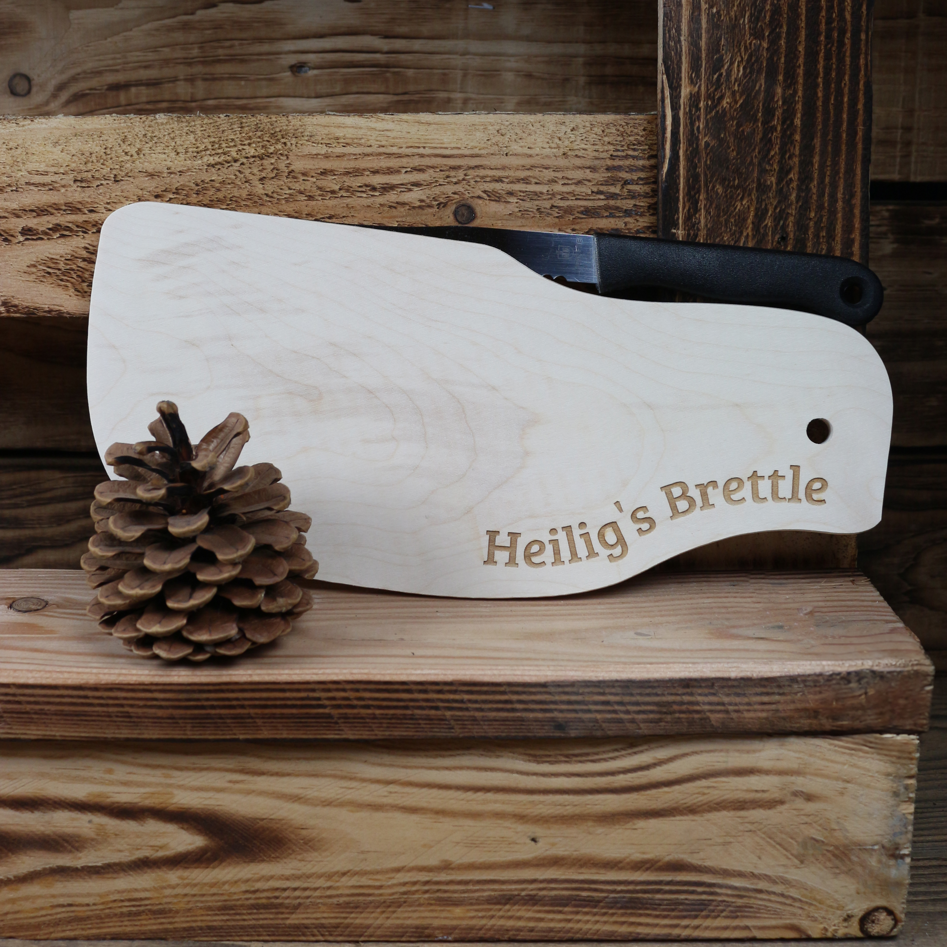 Brett mit Messerhalterung "Heiligs Brettle"