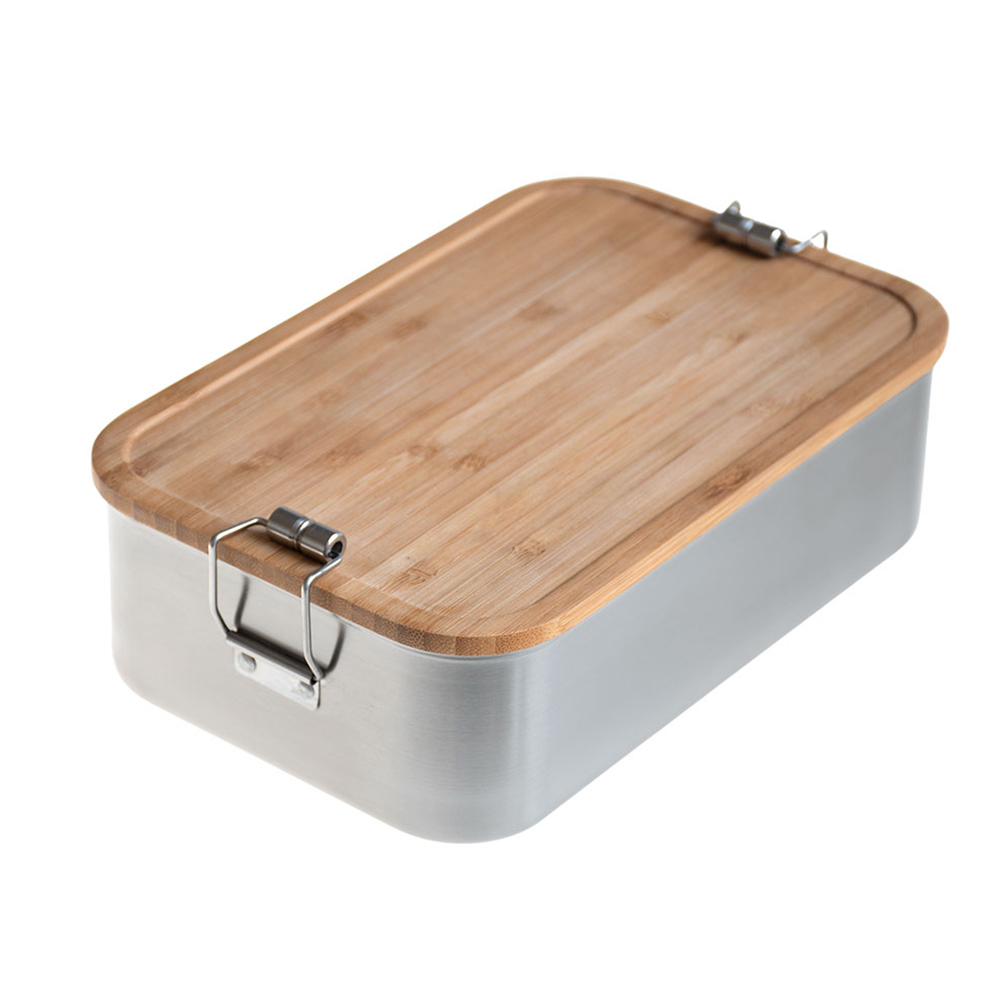 Lunchbox "Safe Jungleschmaus" Edelstahldose mit Bambusdeckel 